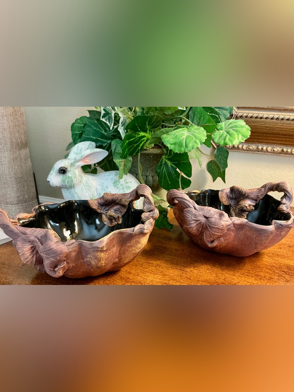 Vintage Terrafirma Ceramic leaf bowls (set of 2)